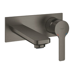 Brushed dark metal wall-mounted basin tap