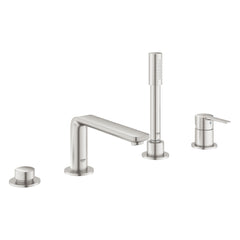 steel finish 4 hole bath set with spout and handshower