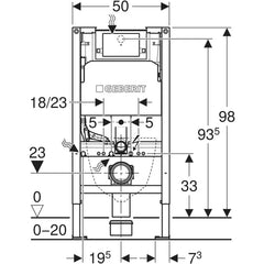 Alpha 98cm WC frame diagram front