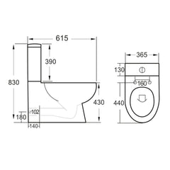 Scudo Belini Rimless Closed Back Close Coupled Toilet
