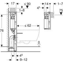 Geberit Duofix WC frame 82cm with Alpha Cistern