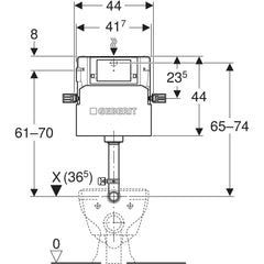 Geberit Alpha 109cm concealed cistern with Alpha 01 round flush plate