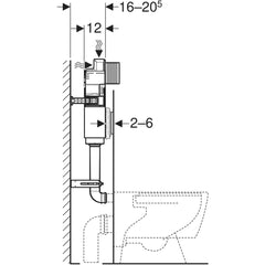 Geberit Alpha 109cm concealed cistern with Alpha 01 round flush plate