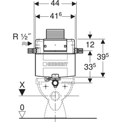Geberit Alpha 82cm concealed cistern with Alpha 01 round flush plate