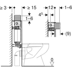 Geberit Alpha 82cm concealed cistern with Alpha 01 round flush plate