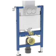 Geberit Alpha 82cm WC frame, cistern and Alpha01 Round Chrome Flush Button