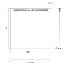 line drawing 1200 x 1200 wetroom tray