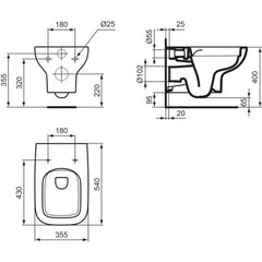 Ideal Standard i.life A Wall Mounted RimLS+ WC