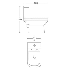 Scudo Porto Close Coupled Toilet Rimless Open Back