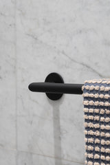 Black towel rail close up