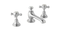 brushed chrome 3 hole basin mixer traditional style