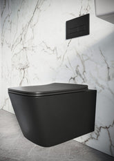 Scudo Riviera Square Wall Hung Toilet - Matte Black