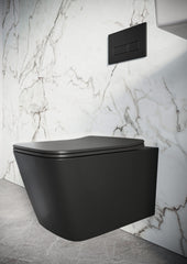 Scudo Riviera Square Wall Hung Toilet - Matte Black