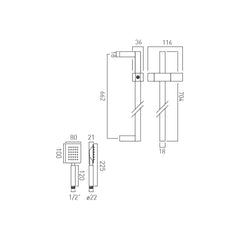 Vado Aquablade Square Slide Rail Shower Kit