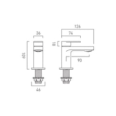 Vado Axces Metiz Bath Pillar Taps