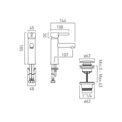 Vado Axces Nuri Basin Mixer and Push Waste