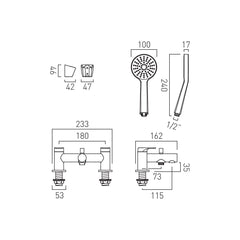 Vado Axces Vala Deck Mounted Bath Shower Mixer and Kit