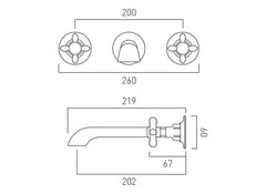 Vado Booth & Co. Axbridge Cross Wall Mounted Basin Mixer