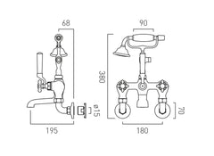 Vado Booth & Co. Axbridge Cross Wall Mounted Bath Shower Mixer