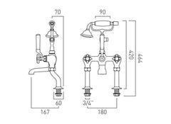 Vado Booth & Co. Axbridge Cross Deck Mounted Bath Shower Mixer