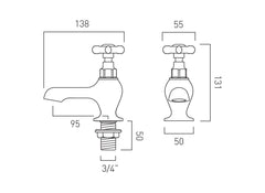 Vado Booth & Co. Axbridge Cross Bath Pillar Taps