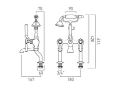 Vado Booth & Co. Axbridge Lever Deck Mounted Bath Shower Mixer