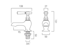 Vado Booth & Co. Axbridge Lever Bath Pillar Taps