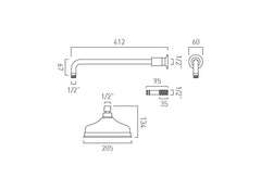 Vado Axbridge Shower Head and Arm