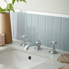 Vado Booth & Co. Axbridge Cross 3 Hole Basin Mixer with Pop Up Waste