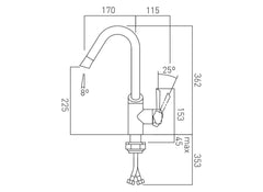 Vado Kori Kitchen Tap Mixer with Swivel Spout - Polished Chrome