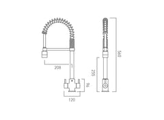 Vado Vibe Professional Pull Out Kitchen Mixer Tap - Polished Chrome