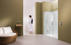 Matki Eauzone Hinged Door with Hinge and Inline Panel for Recess - Silver/Chrome