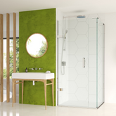 Matki Eauzone Hinged Door with Inline Panel for Corner - Silver/Chrome