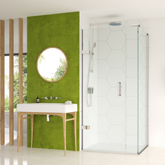 Matki Eauzone Hinged Door with Inline Panel for Corner - Silver/Chrome