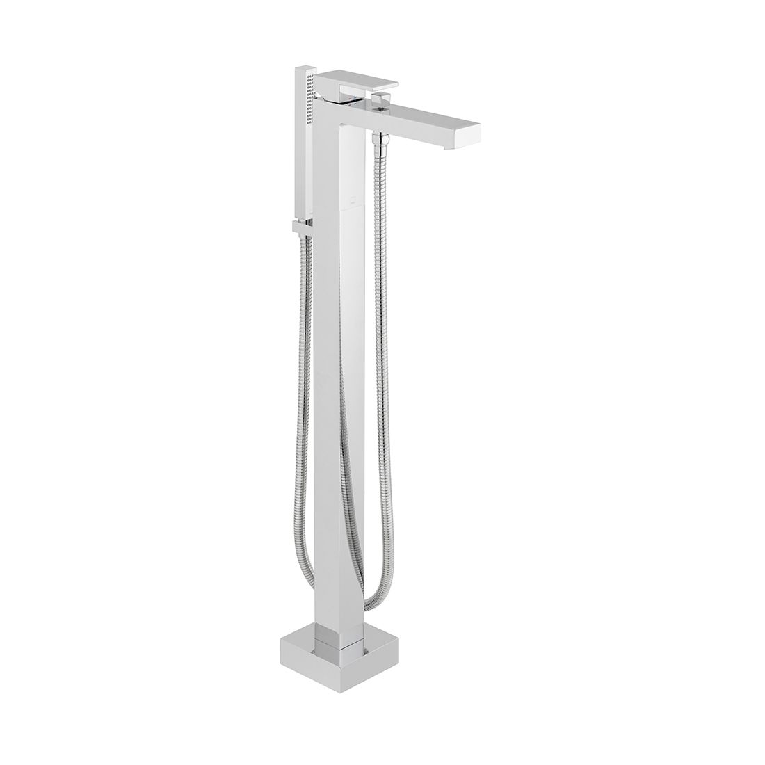 Chrome square floor standing bath shower mixer