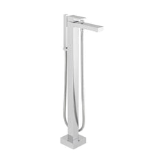 Chrome square floor standing bath shower mixer