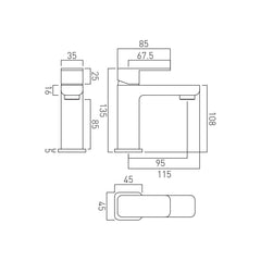 Vado Phase Mini Mono Basin Mixer Tap