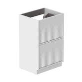 White cabinet with a textured door on a white background