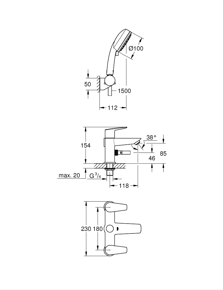 Grohe BauEdge Bath Shower Mixer