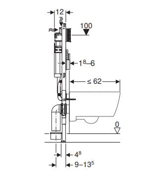 Geberit Duofix 112cm side view diagram