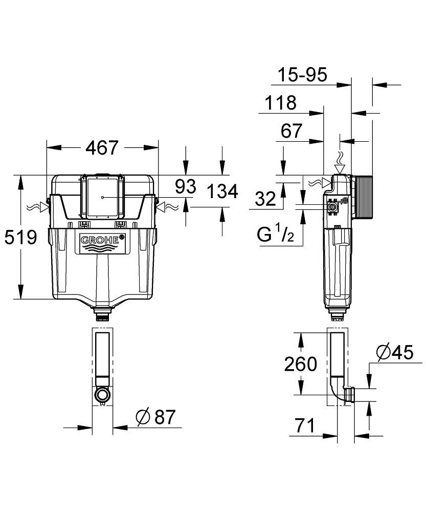 Grohe WC Concealed Cistern