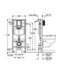 Grohe Rapid SL 2 in 1 Set for WC 1.13m Frame