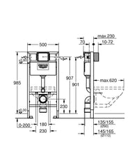 Grohe Rapid SL 3 in 1 Set for WC 1.0m Frame with Skate Cosmopolitan Flush Plate