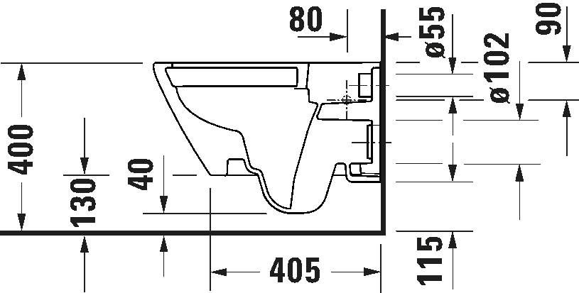 Duravit D-Code Wall Mounted Rimless Toilet (New Style)