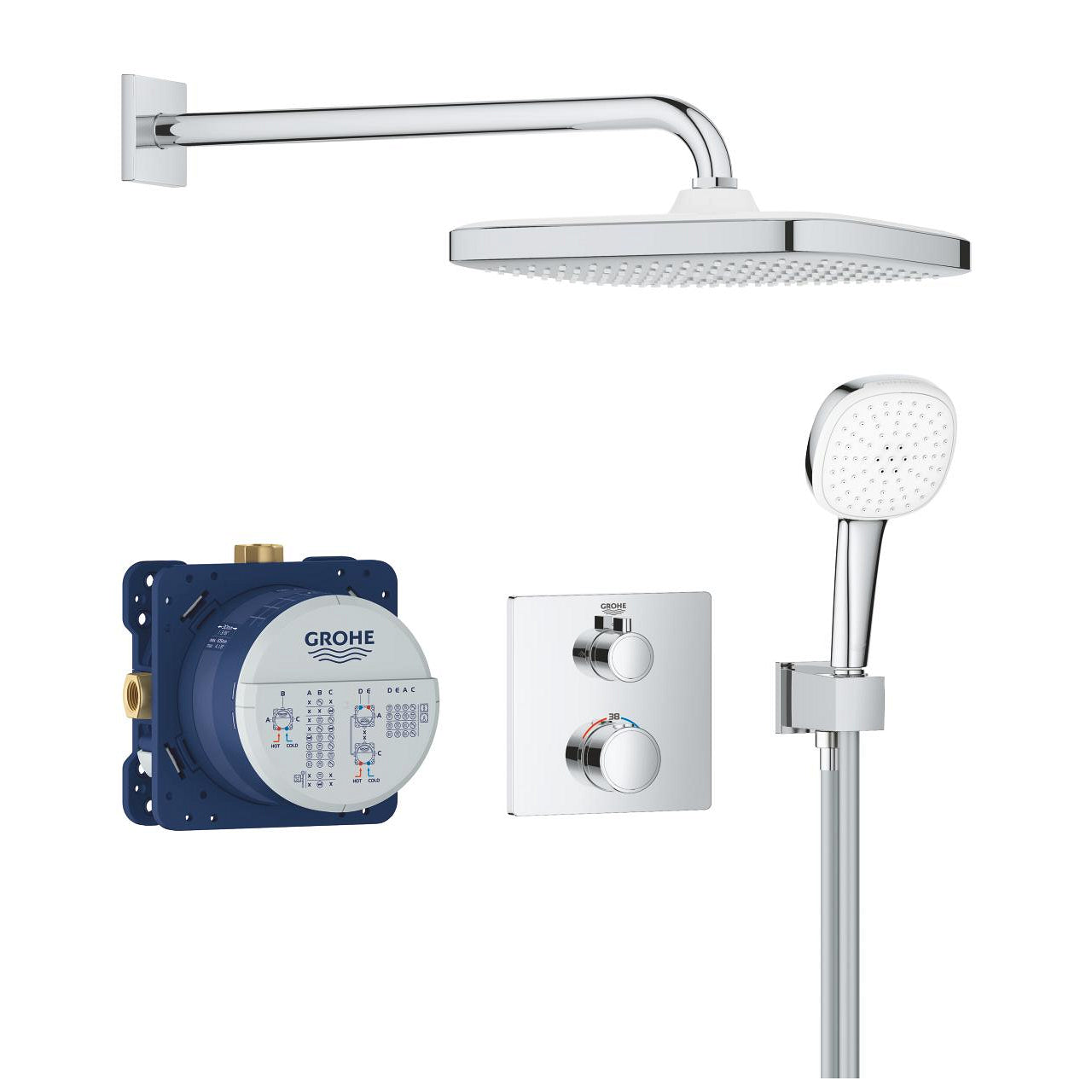 Grohe Grohtherm Perfect Shower Set Square with Tempesta 250 Cube