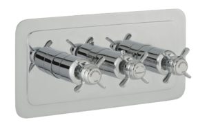 JTP Grosvenor Pinch Thermostatic 2 Outlet 3 Handle Horizontal Shower Valve