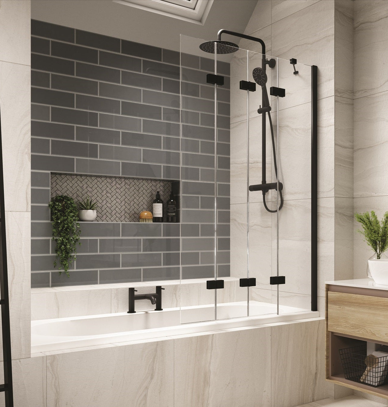 Kudos Inspire 4 Panel In-fold Bathscreen 6mm – Bathrooms by Fountain