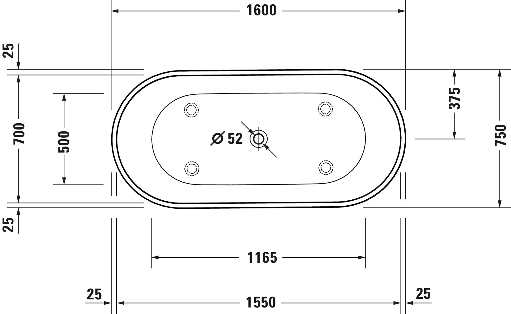 Duravit D-Neo Freestanding Bathtub No Overflow