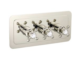 JTP Grosvenor Cross Thermostatic 2 Outlet 3 Handle Horizontal Shower Valve