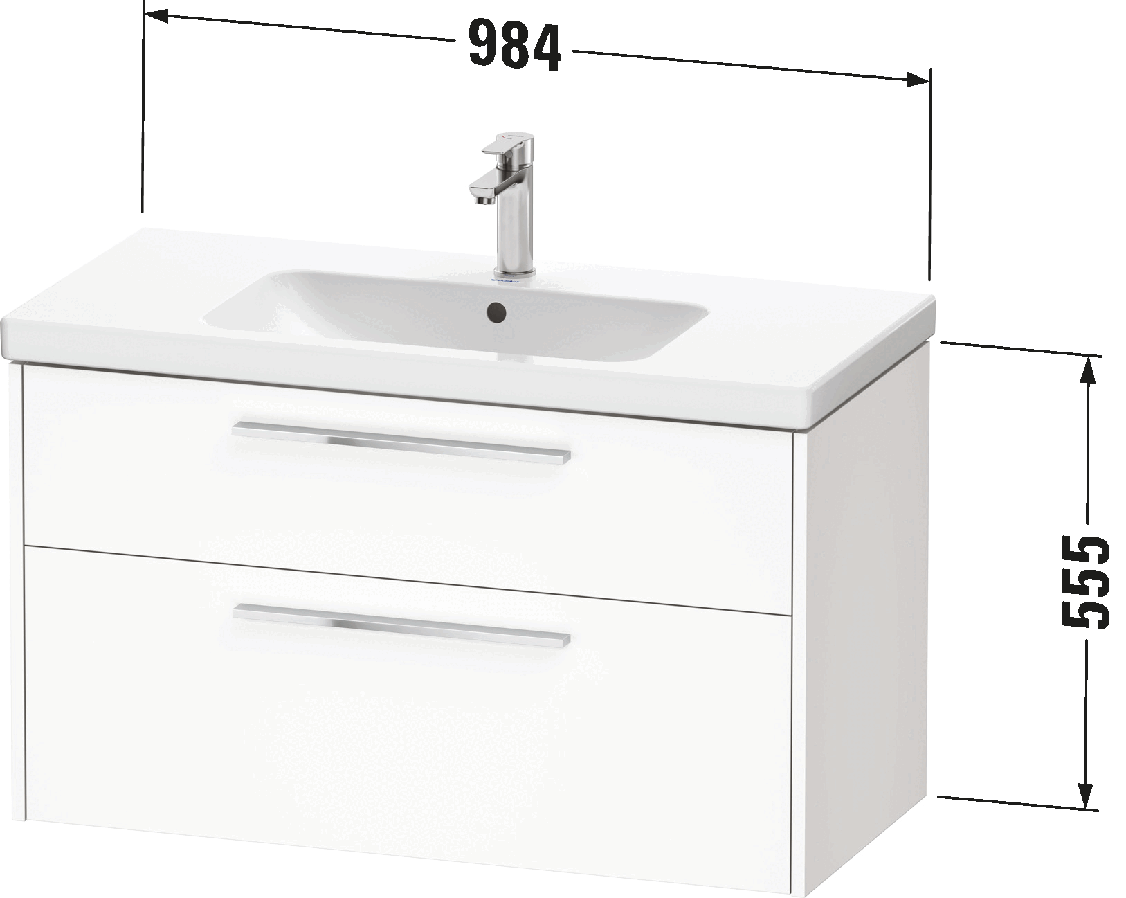 Duravit D-Code wall mounted vanity unit 1000, 2 drawer